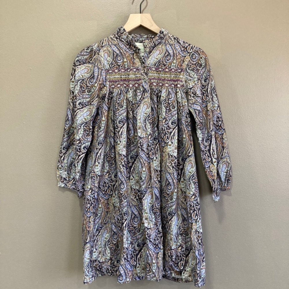 Bonpoint Paisley Print Corduroy dress XL 14 NWOT